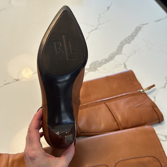 Ralph Lauren Vallerie Camel Leather Pointy Toe Boot - Picture 5 of 8